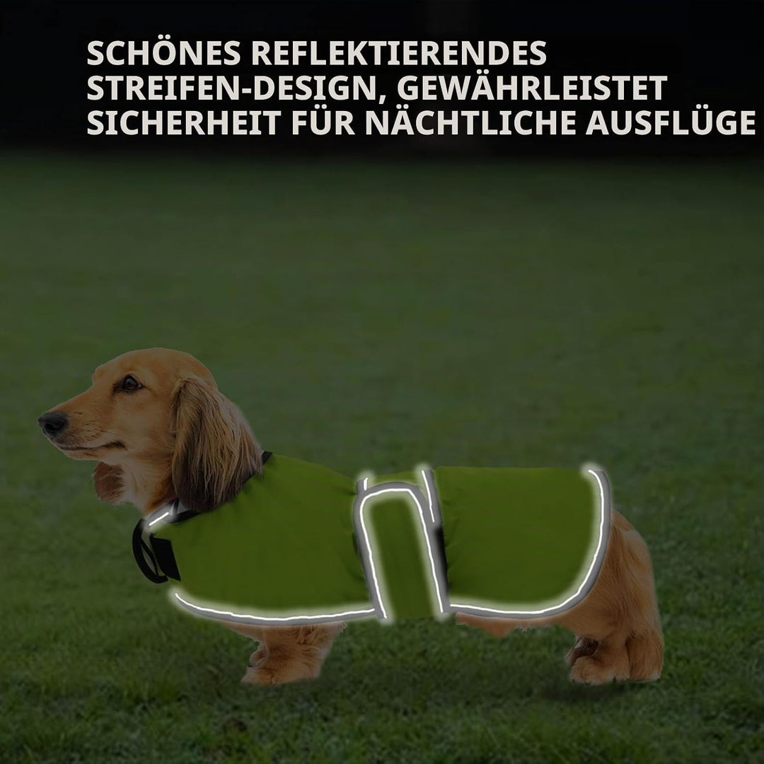 Geyecete Hunde Regenmantel,Einstellbar Wasserdicht Hundejacke für Dackel,Regenmantel mit reflektiere