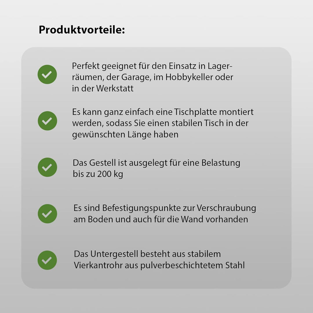 TrutzHolm Werktischbeine Werktisch Untergestell Paar Werkbank 200kg grün (Grün), Grün