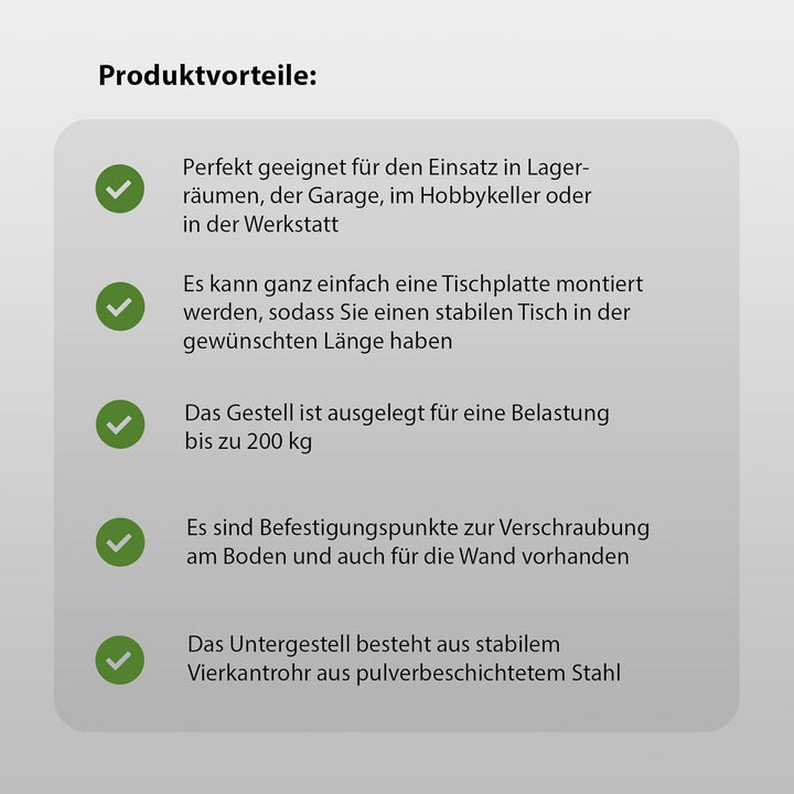 TrutzHolm Werktischbeine Werktisch Untergestell Paar Werkbank 200kg grün (Grün), Grün