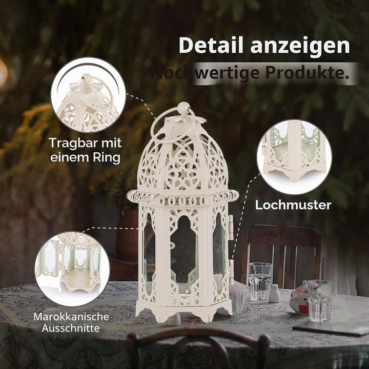 Nuptio Ramadan Laterne Deko Marokkanischen - Metall Glas Kleine Teelichthalter Kerze Laterne 2 Stück