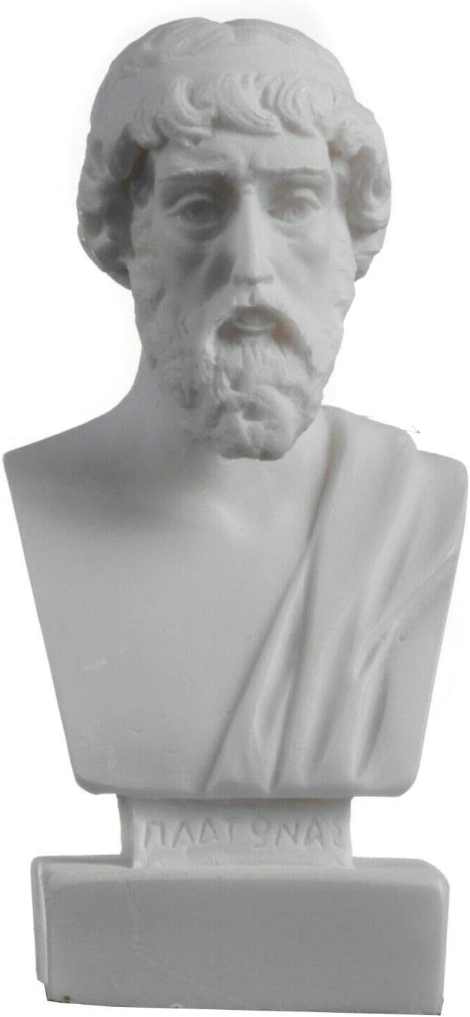 Plato Büste griechischer Philosophievater Statue Alabaster, handgefertigte Kopfskulptur