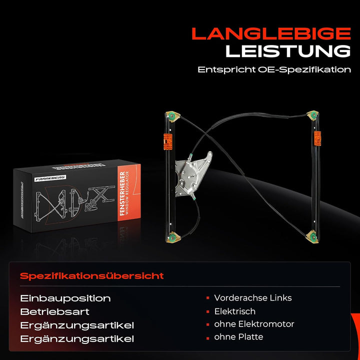 Frankberg 1x Elektrisch Fensterheber Ohne Motor Vorne Links Kompatibel mit A3 8L1 1996-2003 8L383746