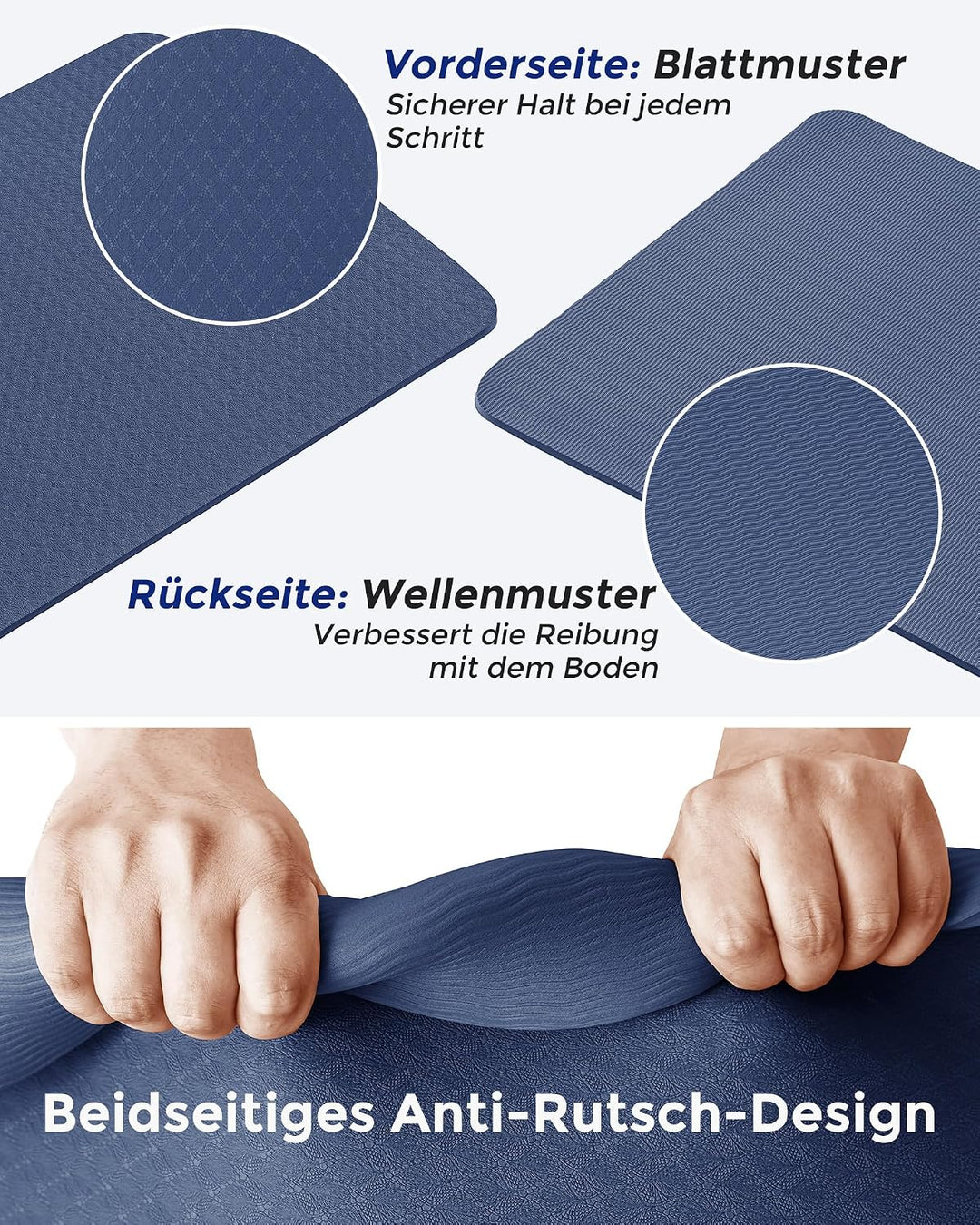 Narwhal Yogamatte Rutschfest Fitnessmatte Umweltfreundliche TPE Sportmatte mit Tragegurt Gymnastikma