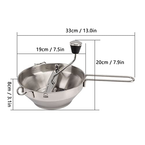 Passiergerät 20 cm Food Mill mit 3 austauschbaren Lochscheiben Passiermühle aus Edelstahl für Tomate
