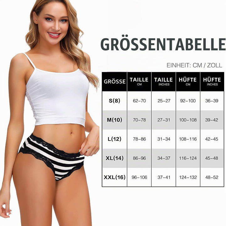 COMSOFT Baumwolle Unterwäsche Damen Höschen Sanft Spitze Hipster Slip Mehrfarbig S Mehrfarbige Slips