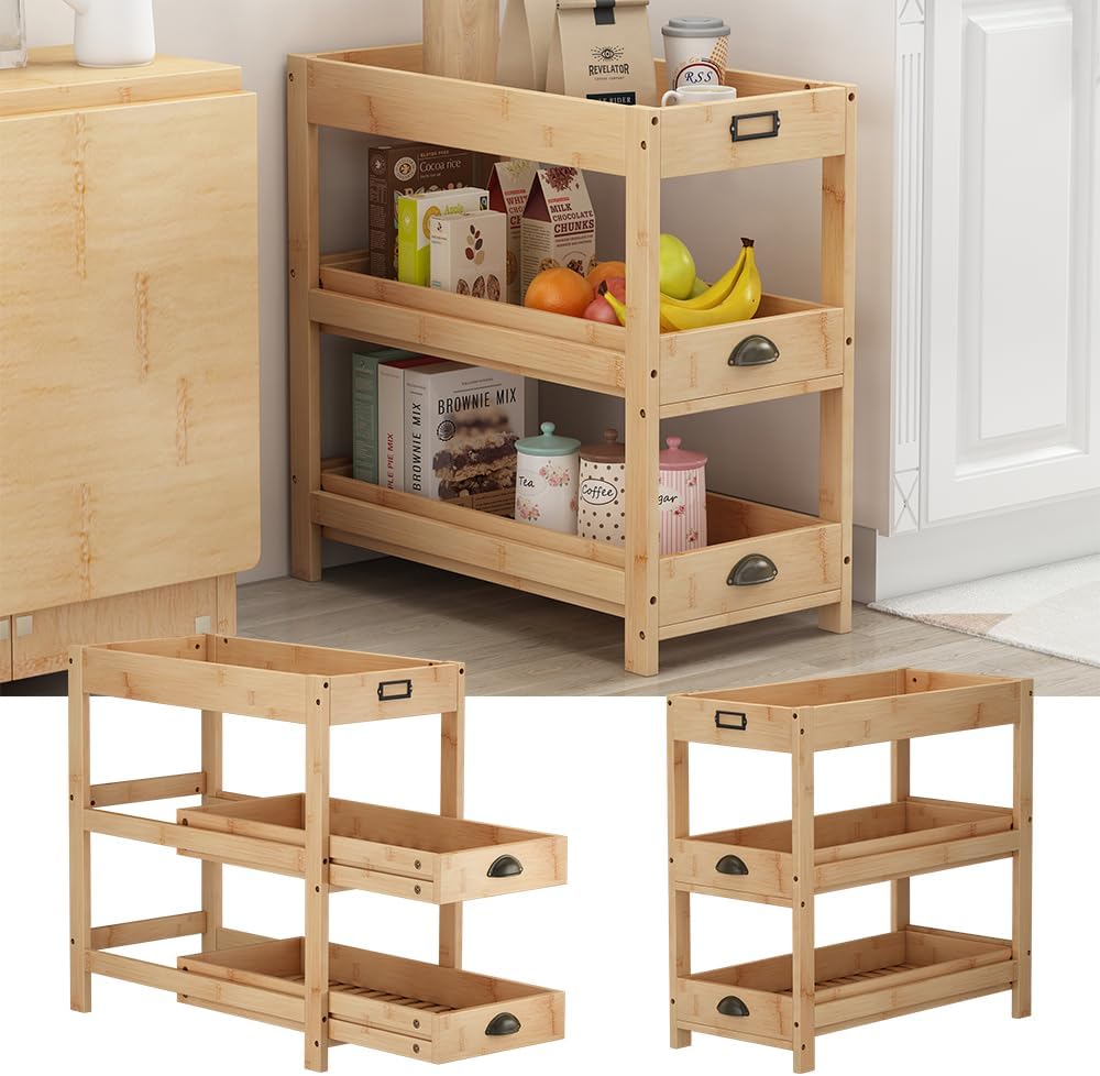 Vicco Aufbewahrungsregal Legum, Stauraumregal, Bambus, 66 x 66 cm mit 3 Ablagen Braun mit 3 Ablagen,