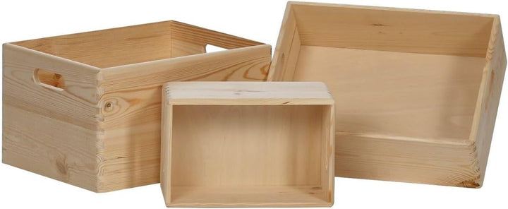 Bütic Allzweckkiste Holzbox Holzkiste stapelbar mit u. ohne Deckel Grössenauswahl Kiste offen 40x30x