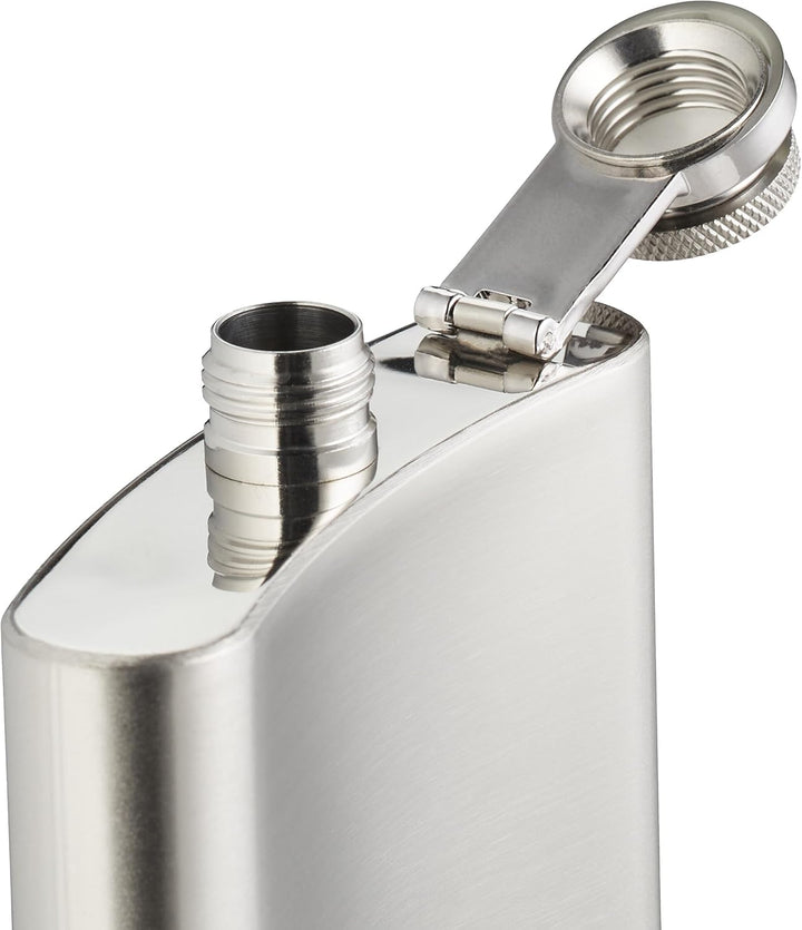 Relaxdays Flachmann 10er Set, 200 ml, Edelstahl Schnapsbehälter für unterwegs, Taschenflasche Schrau