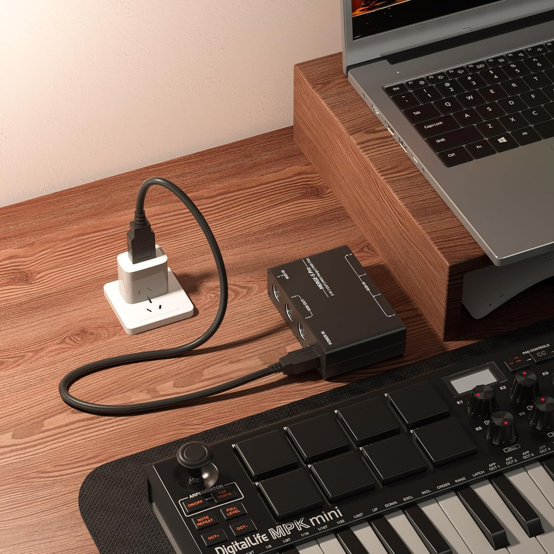 DigitalLife 5-Ein-/2-Ausgangs MIDI Merge Box - (5-Pin DIN MIDI Schnittstelle, MERGE-5) MERGE-5-DL, M