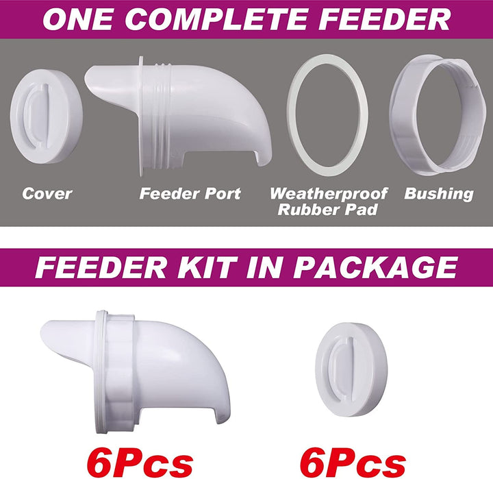 Futterautomat Hühner, 6 Öffnungen DIY Futterspender Hühner Wasserdichter Automat, Hühner Futtertrog