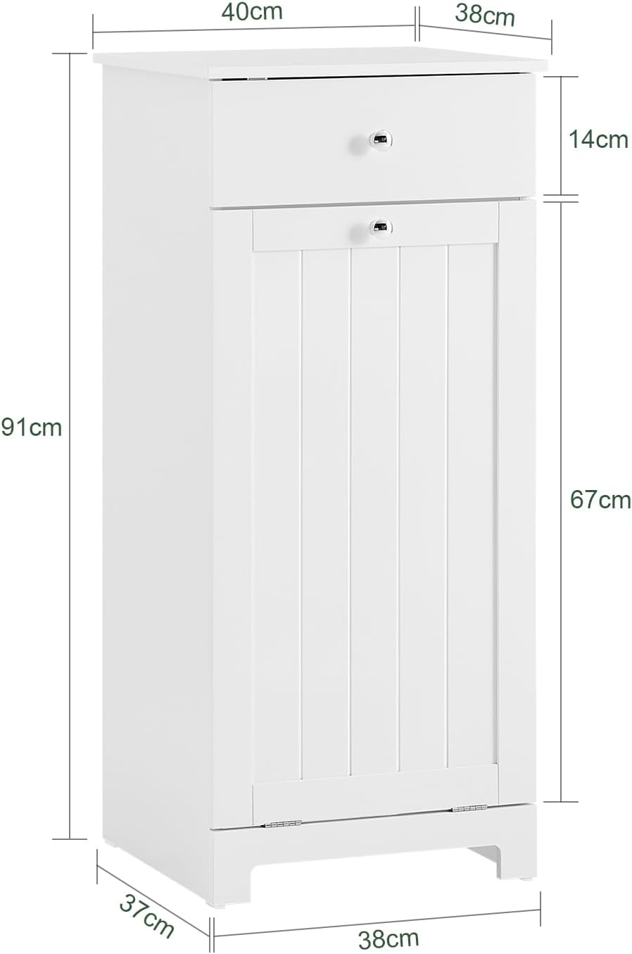 SoBuy BZR21-W Wäscheschrank mit ausklappbarem Wäschesack Wäschetruhe Wäschesammler mit Schubladen Wä