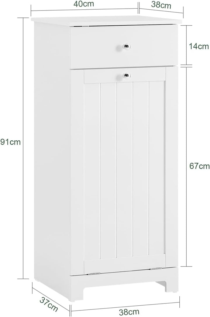 SoBuy BZR21-W Wäscheschrank mit ausklappbarem Wäschesack Wäschetruhe Wäschesammler mit Schubladen Wä