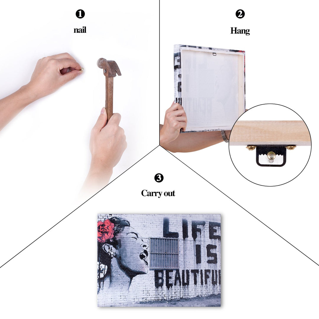 Piy Painting Leinwandbild Bansky Wandbild Life is Beautiful Schreiende Frau Wasserdichte Bilder und