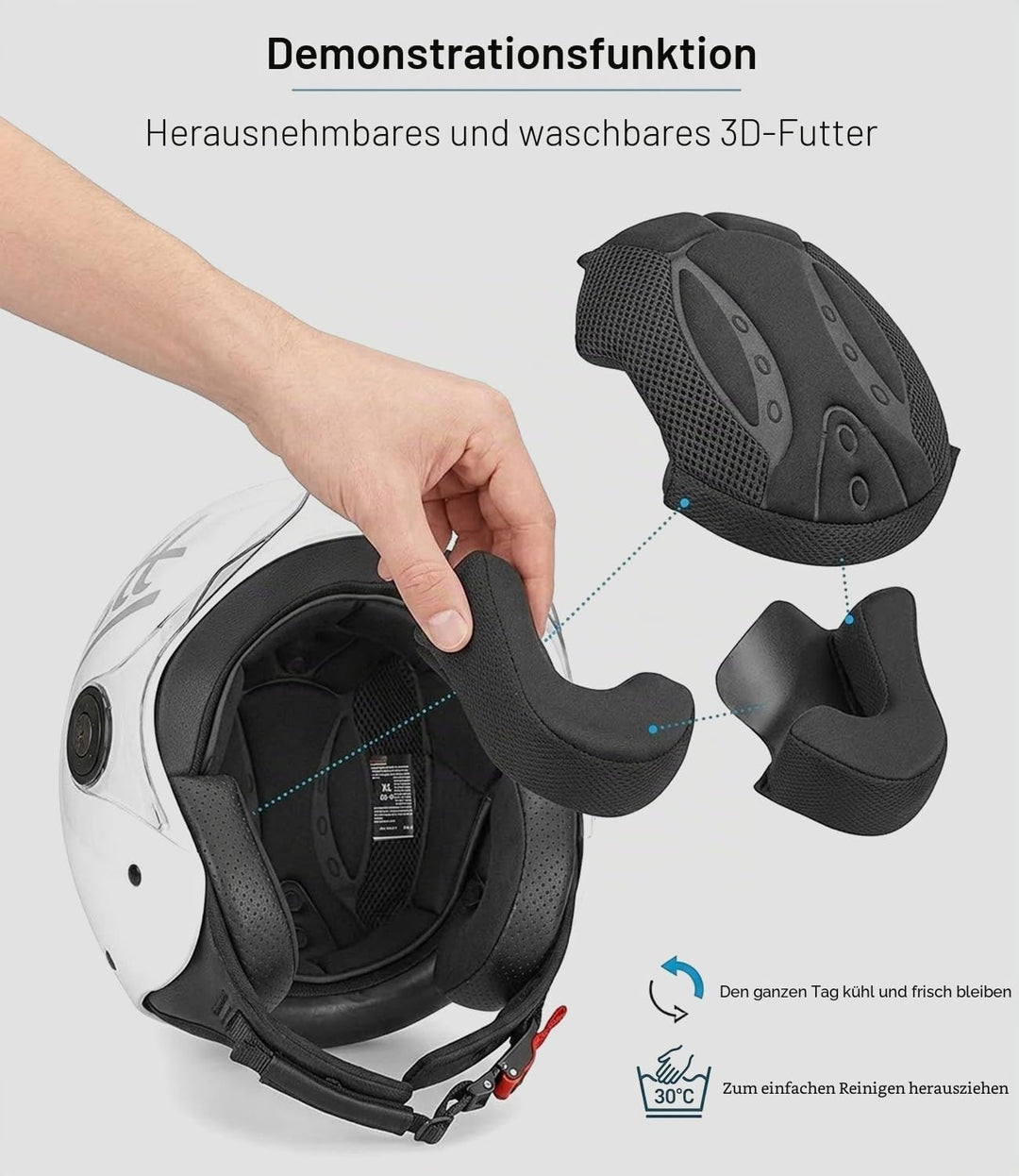 Westt Jethelm mit Visier ECE 22.06 – Leichter Motorradhelm für Damen und Herren – Roller Helm Mopedh