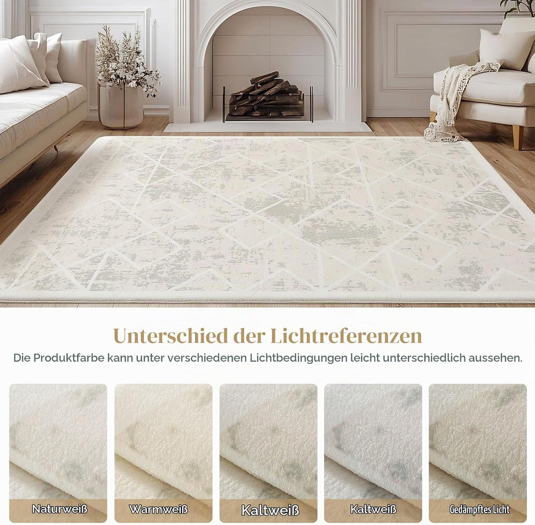 Leesentec Teppich Wohnzimmer Teppich Schlafzimmer Geometrische Teppich Moderner Abstrakter Teppiche