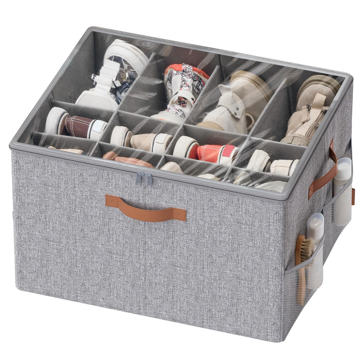 SONGMICS Schuh-Organizer, Schuhaufbewahrung, für 16 Paar Schuhe, Schuhbox, Griffe, platzsparend, Auf