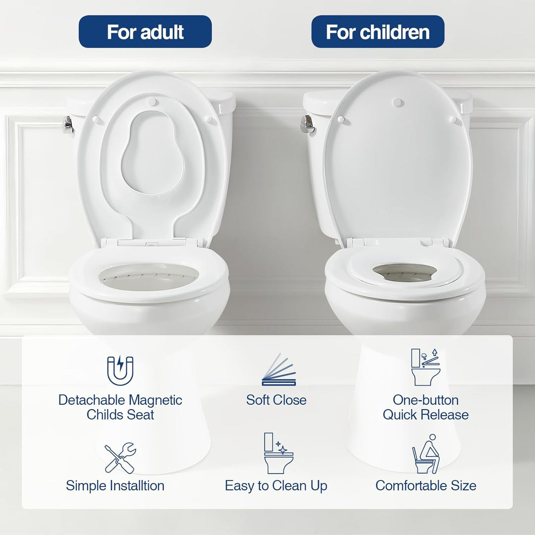 Toilettendeckel mit Absenkautomatik, Klodeckel mit Kindereinsatz, Toilettenbrille O,Klobrille, WC Si