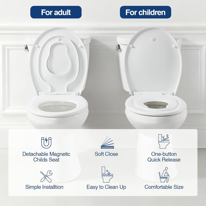 Toilettendeckel mit Absenkautomatik, Klodeckel mit Kindereinsatz, Toilettenbrille O,Klobrille, WC Si