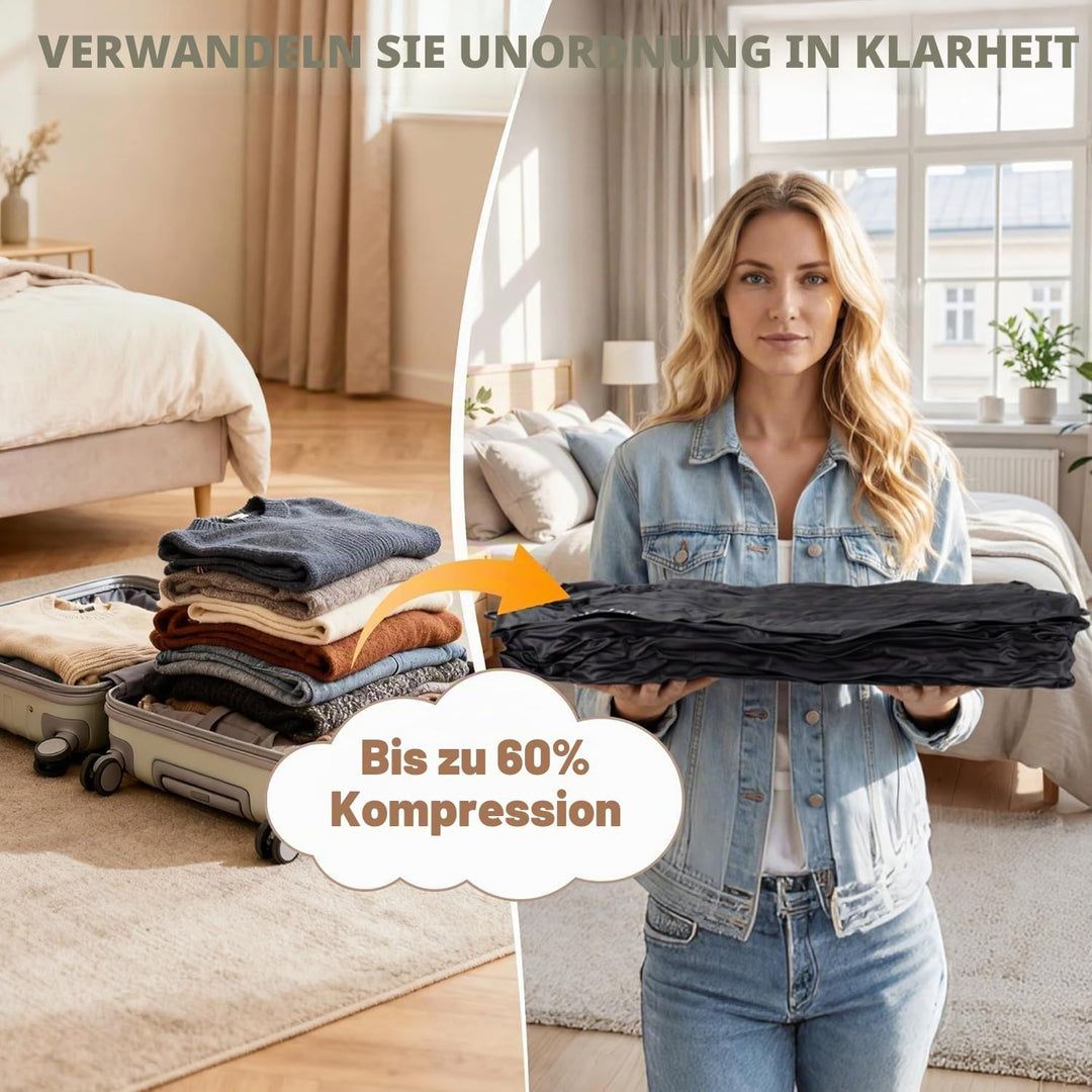 Vakuumbeutel für Kleidung Wiederverwendbar TPU Vakuumierbeutel mit Luftdichtem Ventil Reise Nylon Or