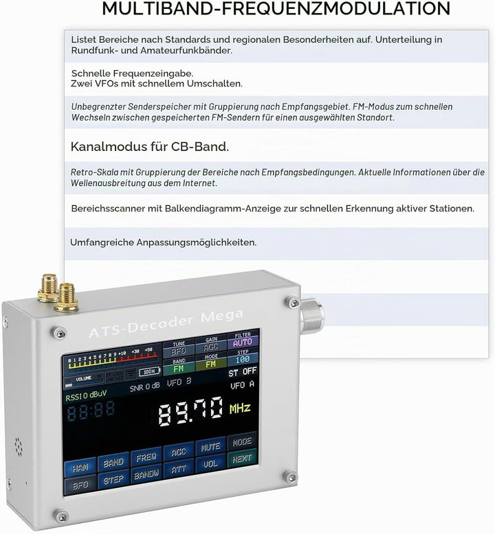 ATS-Decoder Mega SDR Radio AM FM SYNC SSB CW DIGI Empfänger Verbessert Version von ATS25 max-Decoder