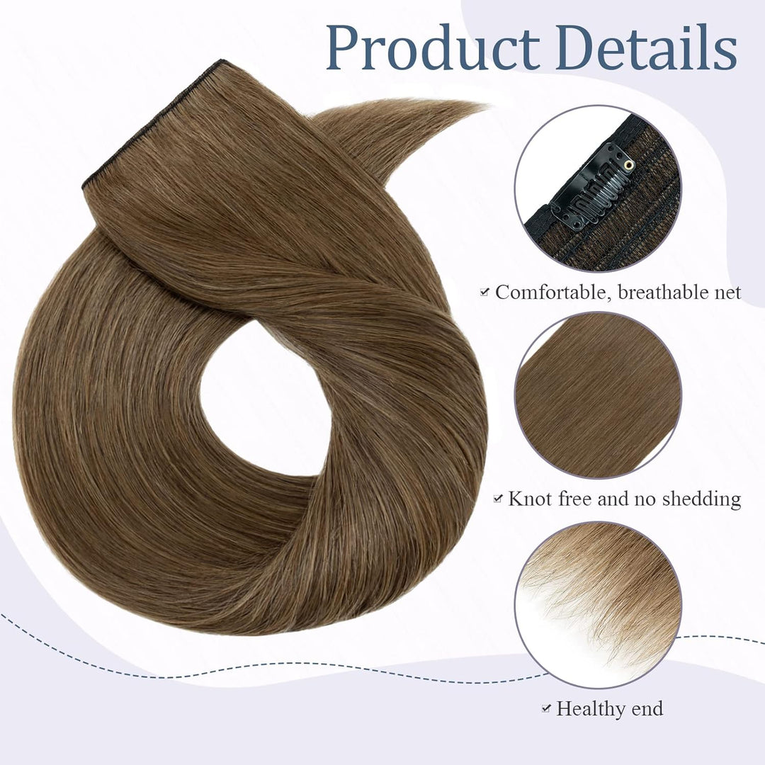 Clip in Extensions Echthaar Dick Haarteile Echthaar 1 Piece 5 Clips 7A Remy Hair Weich Natürlich Haa