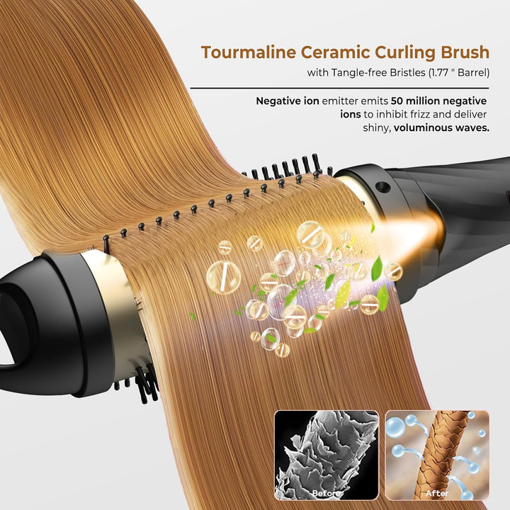 32mm Thermal Brush, 3 IN 1 Lockenbürste Wärmebürste, Keramik-Turmalin Hot Brush Rundbürste，Heisse Bü