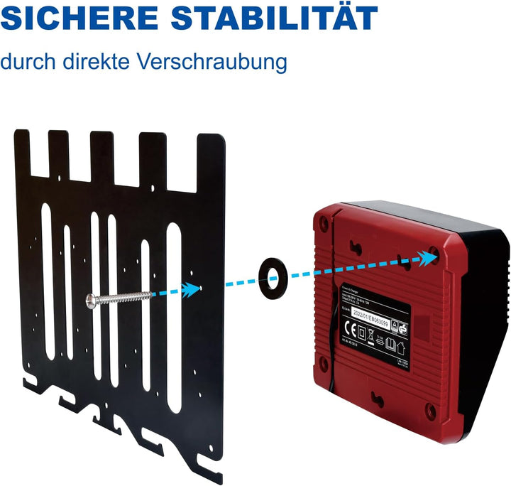 TOPOWN 3in1 Pro Wandhalterung für Einhell Ladegeräte und 18V Akku, für Power X-Change Charger, Twinc