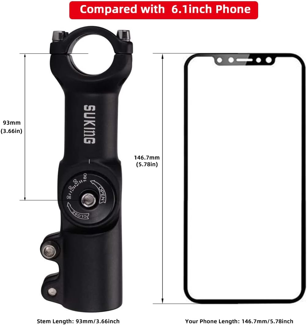 BESNIN Fahrrad Vorbau,Radfahren MTB Vorbau 0-90° 31.8MM OR 25.4MM 60/93/100mm Mountainbike Lenker Vo