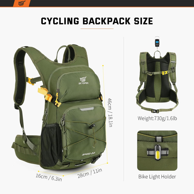 SKYSPER Fahrradrucksack 20L Ultraleicht Rucksäcke für Radsport Wanderrucksack Trinkrucksack Sportruc