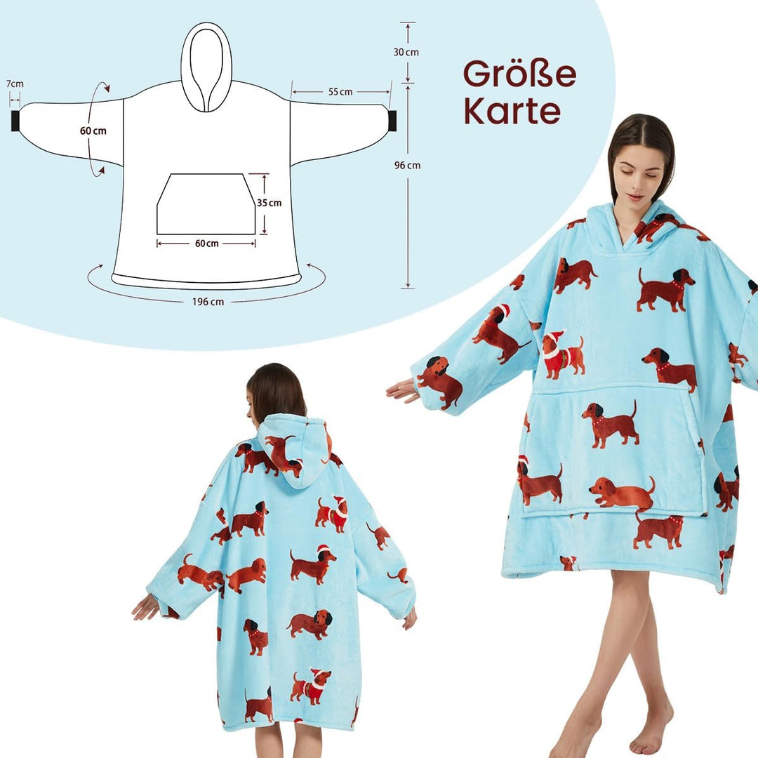 Lanqinglv Kuscheldecke mit Ärmeln,Sherpa Decke Hoodie Sweatshirt Oversized,Einheitsgrösse Kapuzenpul