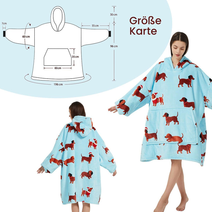 Lanqinglv Kuscheldecke mit Ärmeln,Sherpa Decke Hoodie Sweatshirt Oversized,Einheitsgrösse Kapuzenpul