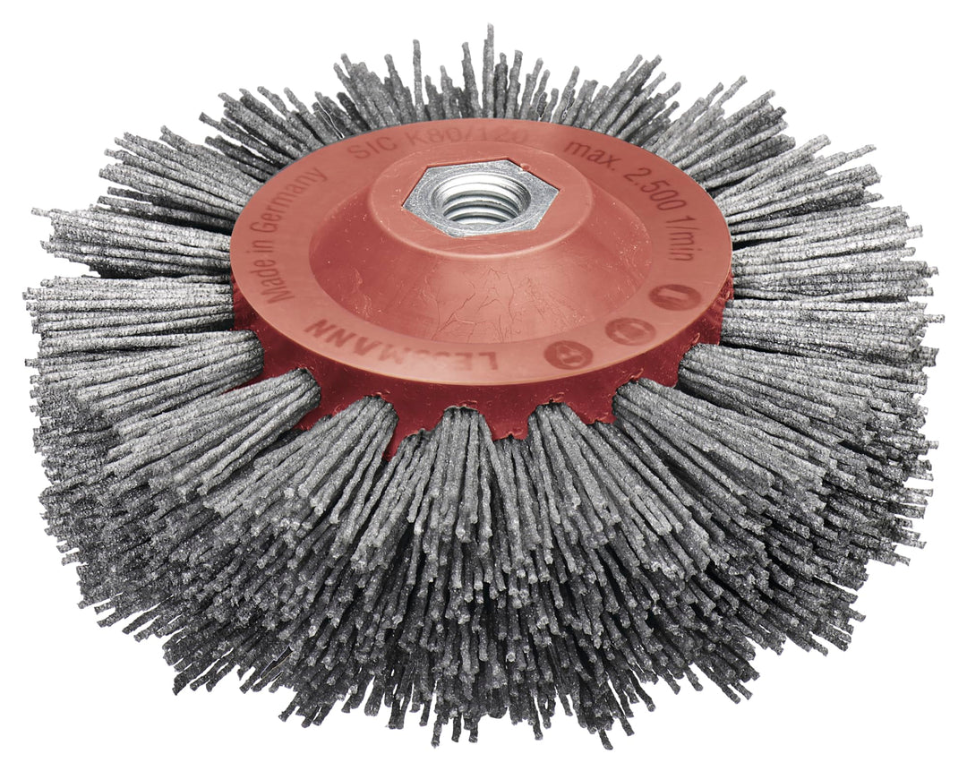 Lessmann Rundbürste gestanzt grau ø 140 mm (18 x 13 Reihen, Aufnahme: M14, Fadenstärke 1,2 mm Schlei