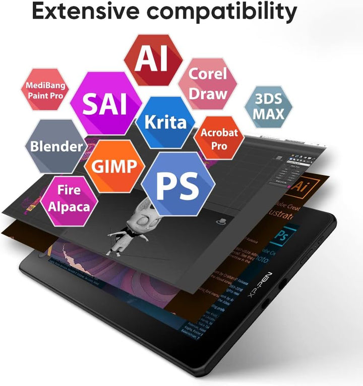XPPen Artist 13 2 Gen. Grafiktablett, 13,3 Zoll Stift Display, 127% sRGB Farbraum, X3 Smart-Chip Sti