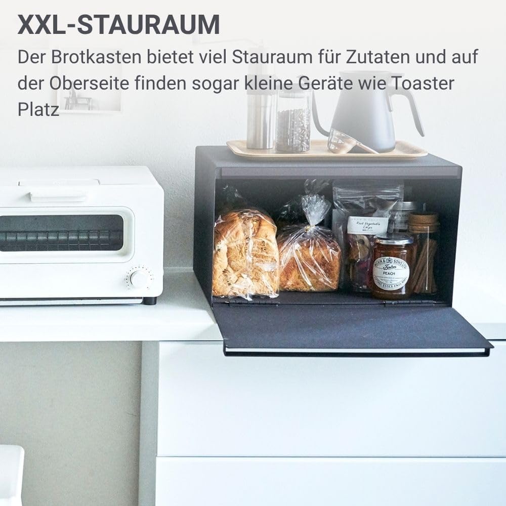 YAMAZAKI 4353 Tower Brotkasten, Stahl, Holz, Silikon,