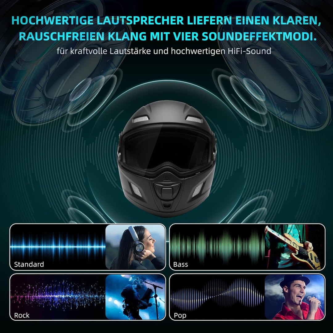 R18 Lite Motorrad Headset,intercom Motorrad für 2 Personen in Reichweite von 800m,Motorrad kommunika
