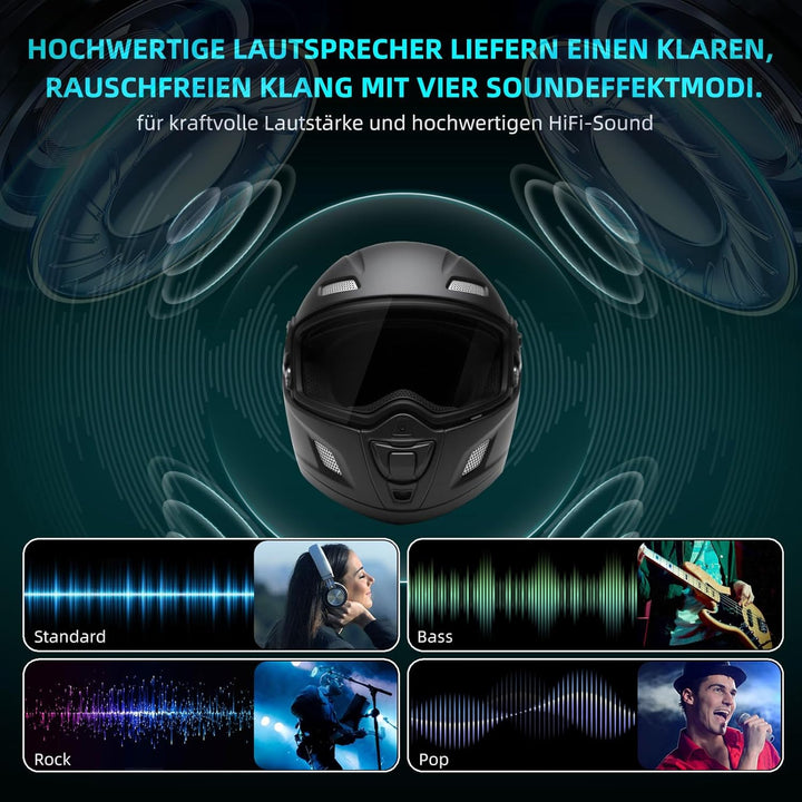 R18 Lite Motorrad Headset,intercom Motorrad für 2 Personen in Reichweite von 800m,Motorrad kommunika