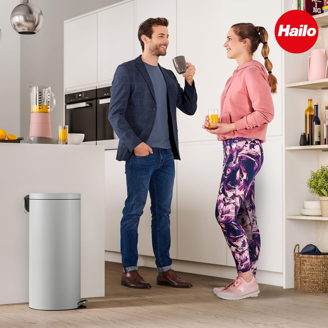 Hailo Selekta runder Tretmülleimer mit Soft Close Deckel - 30L Fassungsvermögen - herausnehmbarer In