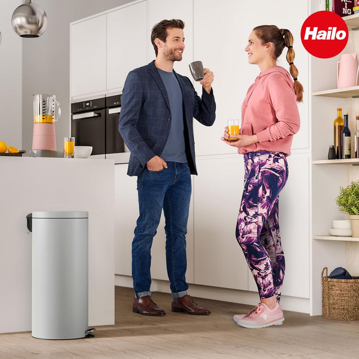 Hailo Selekta runder Tretmülleimer mit Soft Close Deckel - 30L Fassungsvermögen - herausnehmbarer In