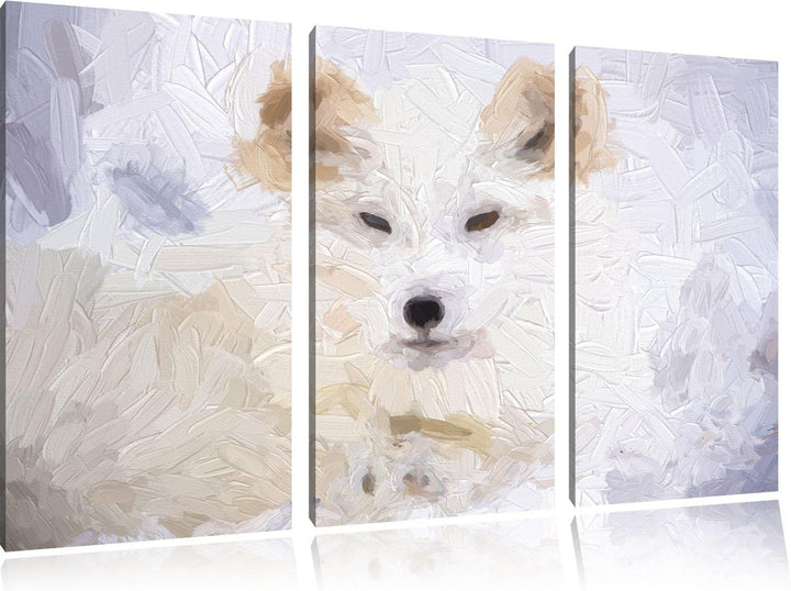 Pixxprint weisser Fuchs als Leinwandbild/Grösse: 3 Teilig (120x80) cm/Wandbild/Kunstdruck/fertig bes