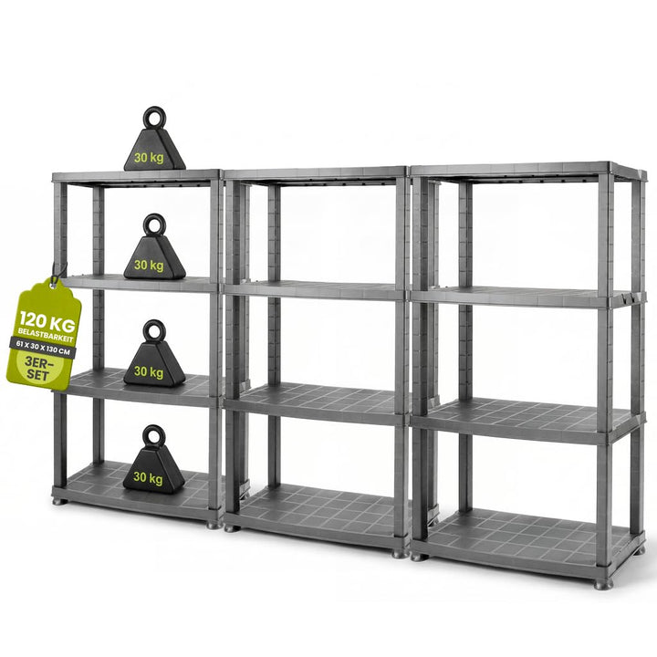 Kreher® Kunststoffregal „Neo“ mit 4 Böden - Steckregal für Haushalt, Keller &amp; Garage - Standregal, L