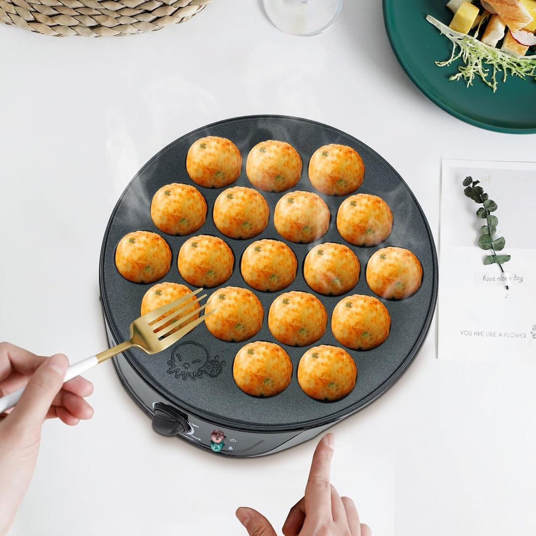 Takoyaki Maker, 750W Elektrische Takoyaki-Maschine 18 Löcher Mini Octopus Ball Making Tool, 0-240°C,