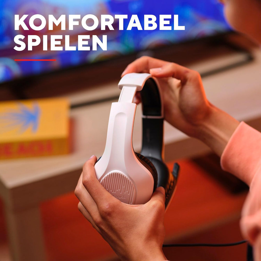 GXTrust Zirox Leichtes Gaming Headset für PlayStation 5, Weiss | 50-mm-Treiber, 1,2 m Kabel, Hochkla