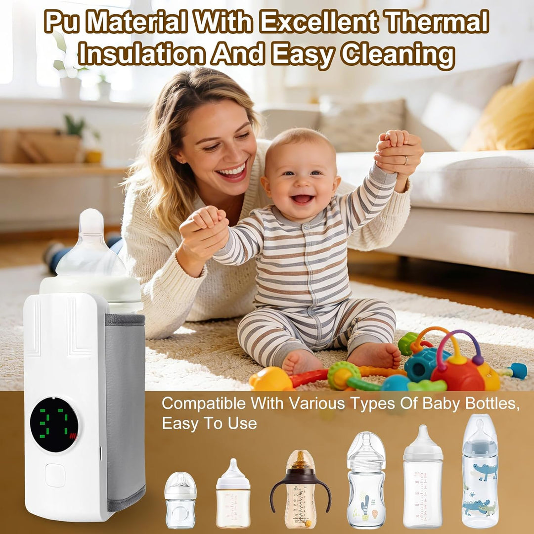 Flaschenwärmer Baby, Unterwegs Babyflaschen Wärmer mit LCD-Display USB-Ladung, 6-Temperaturstufen (3