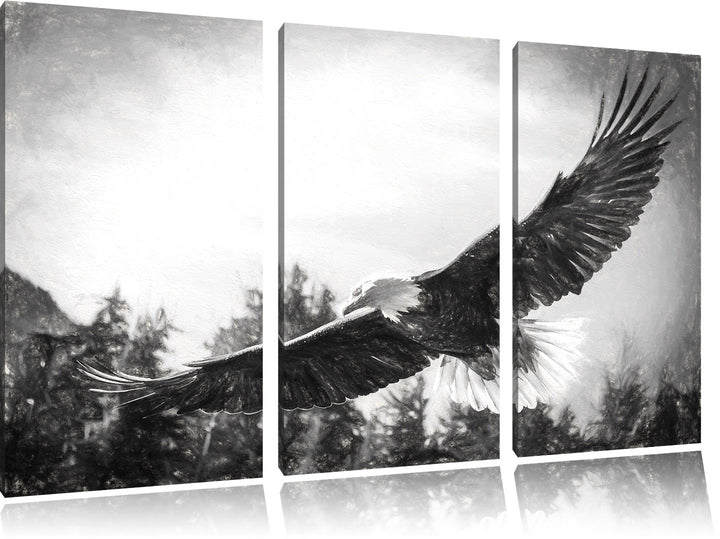 Pixxprint Adler als Leinwandbild | Grösse: 3 Teilig (120x80) | Wandbild| Kunstdruck | fertig bespann