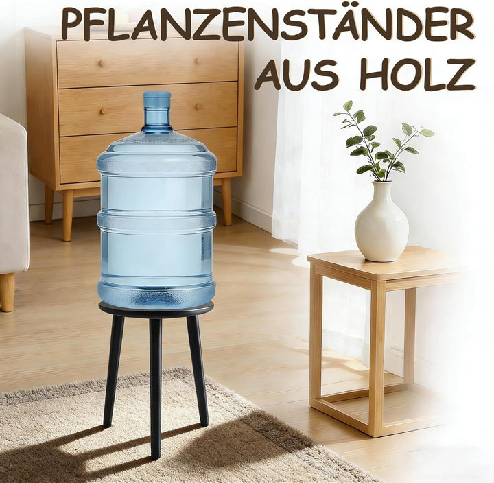 Pflanzenständer aus Holz, 28 x 42 cm Rund Blumenständer, Belastung Blumenhocker mit 3 Füssen, Plant