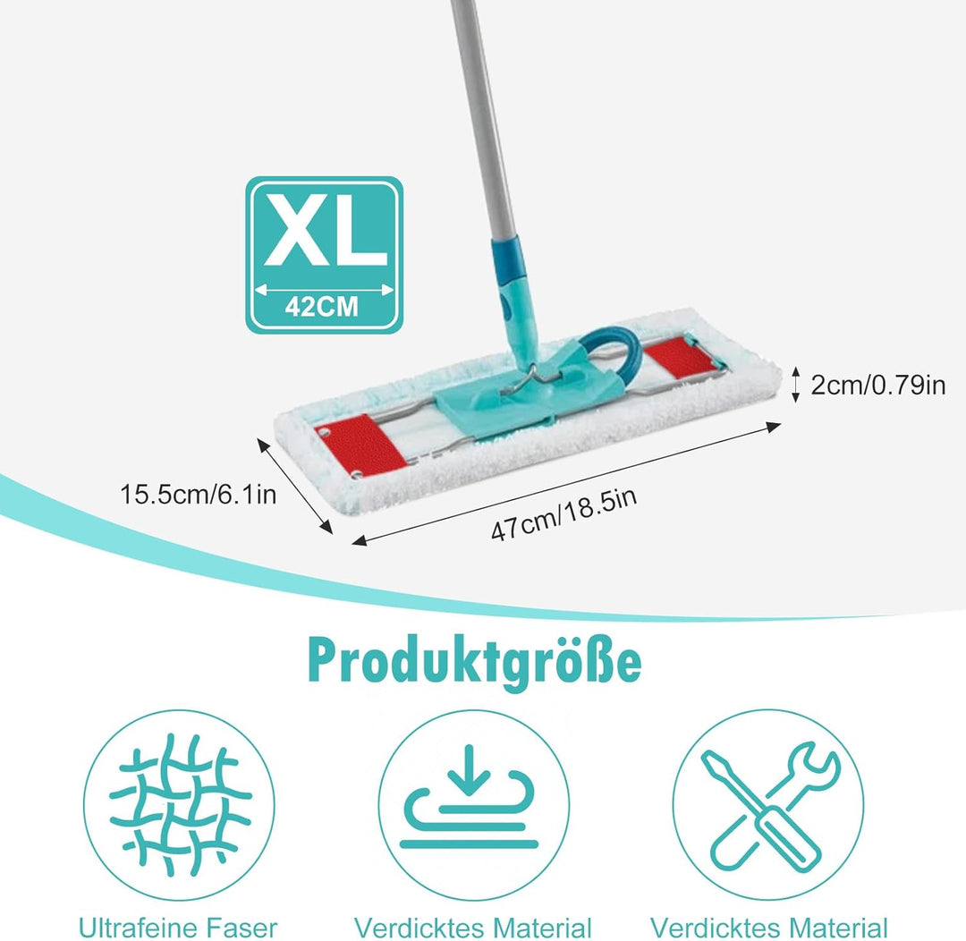 4 Stück Wischbezüge Zubehör für Leifheit Profi XL Micro Duo / Profi XL Cotton Plus, Mikrofaser Putzl