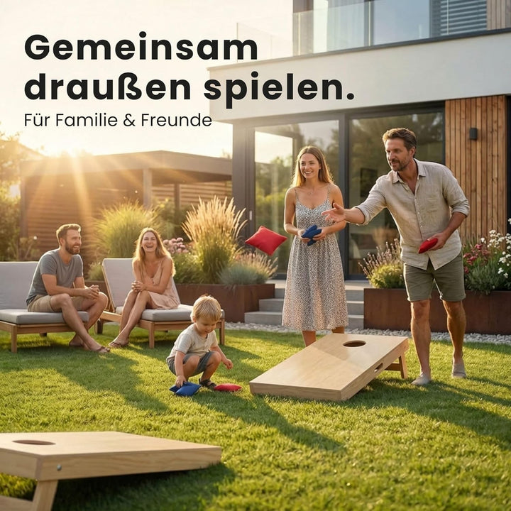 Cornhole Set aus Holz 90x60 cm – Hochwertiges Outdoor Wurfspiel für Garten & Freunde – inkl. 8 Bags