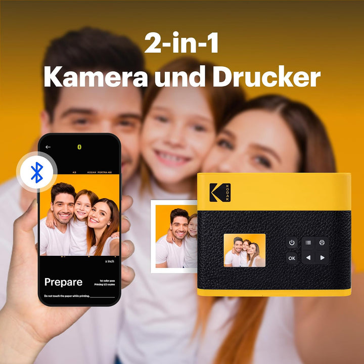 KODAK Mini Shot 3 ERA 7,6x7,6cm Sofortbildkamera, 38 Blatt, Gelb | Bluetooth, iPhone &amp; Android kompa