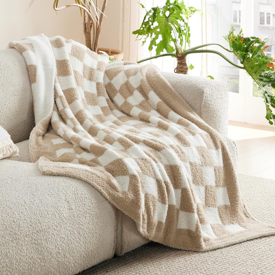 Bedsure Herbstgeschenke, karierte flauschige Überwurfdecke für Couch, superweiche, gemütliche und wa