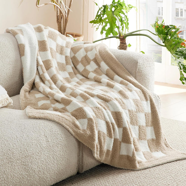 Bedsure Herbstgeschenke, karierte flauschige Überwurfdecke für Couch, superweiche, gemütliche und wa